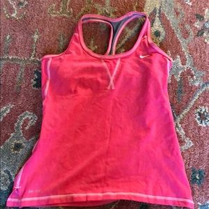 Pink nike dry fit with built in sportsbra tank M